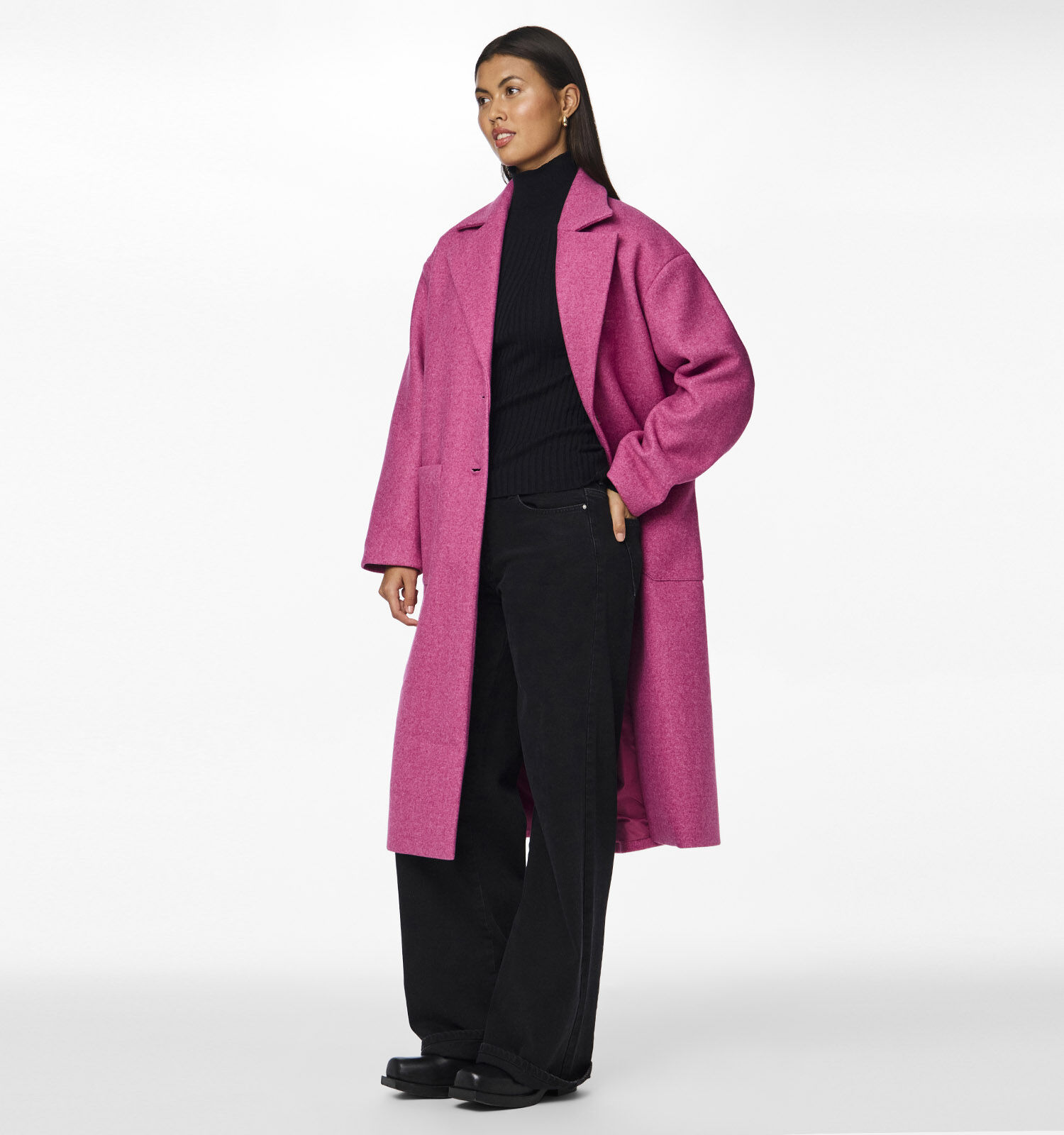 Manteau long rose fushia on sale