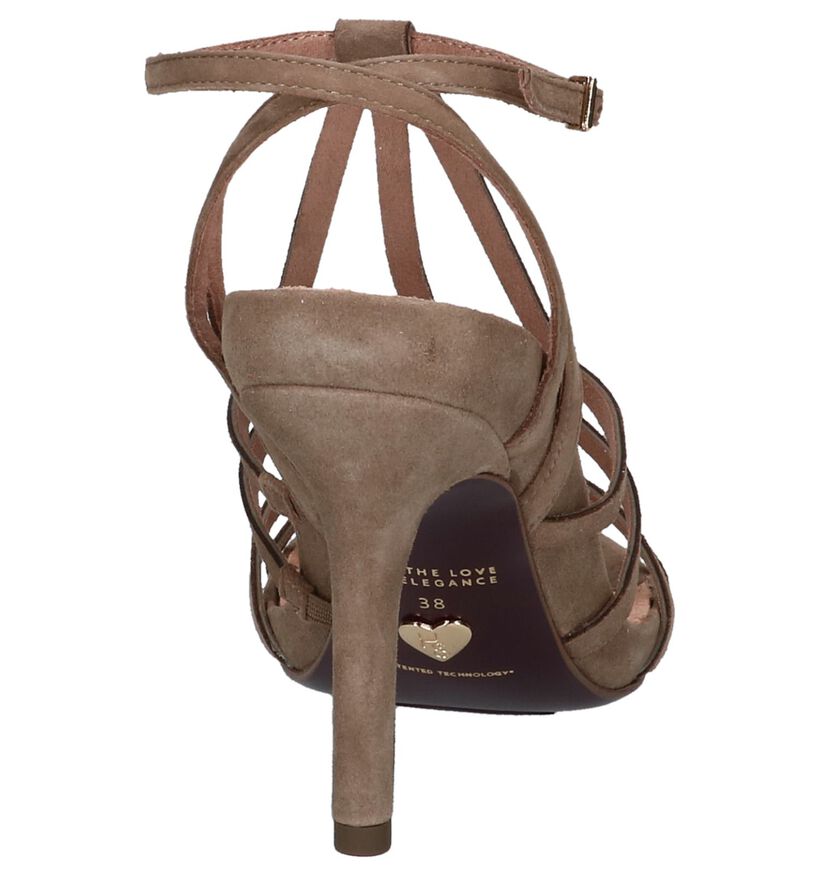 Taupe Sandalen met Hoge Hak Tamaris Heart & Sole in daim (214231)