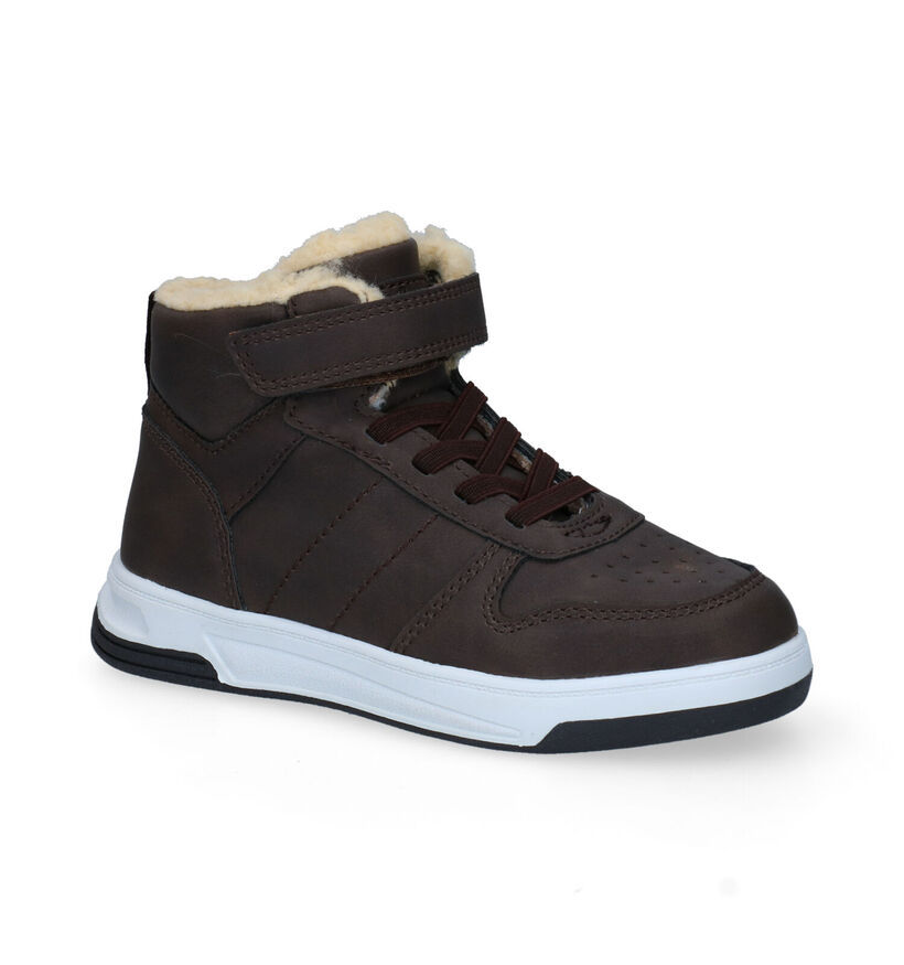 Milo & Mila Bruine Hoge Sneakers in kunstleer (297261)