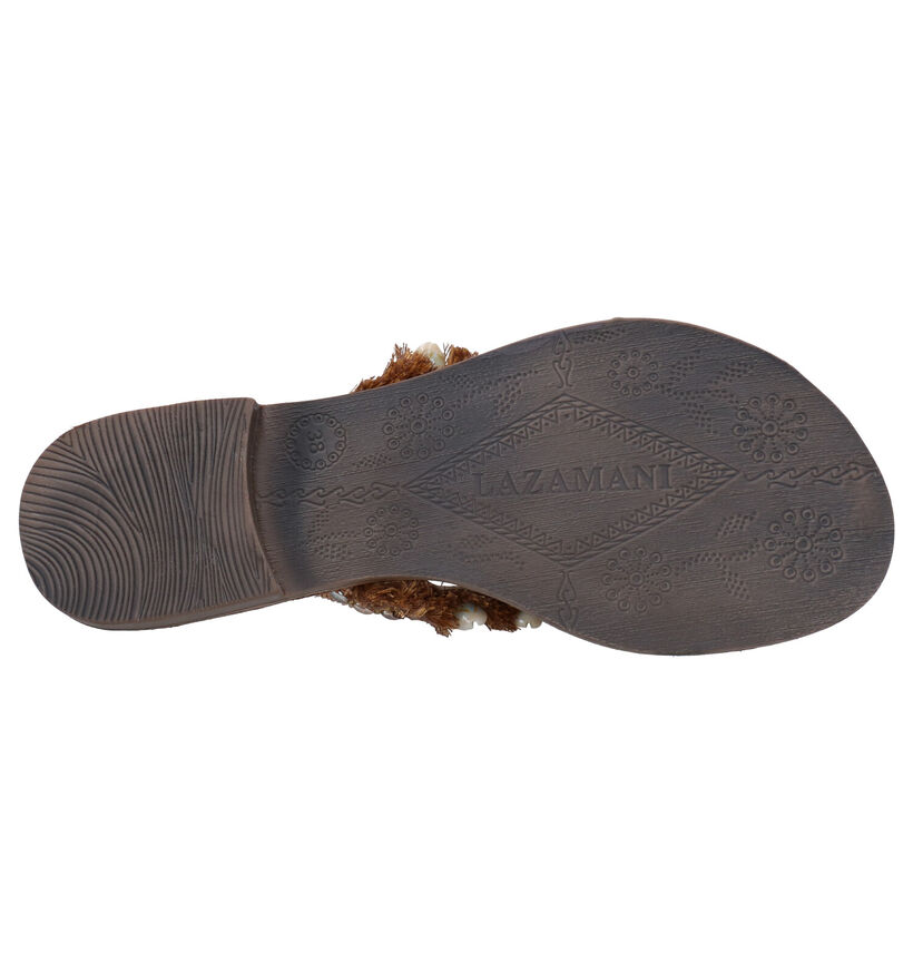 Lazamani Bruine Teenslippers in stof (274106)