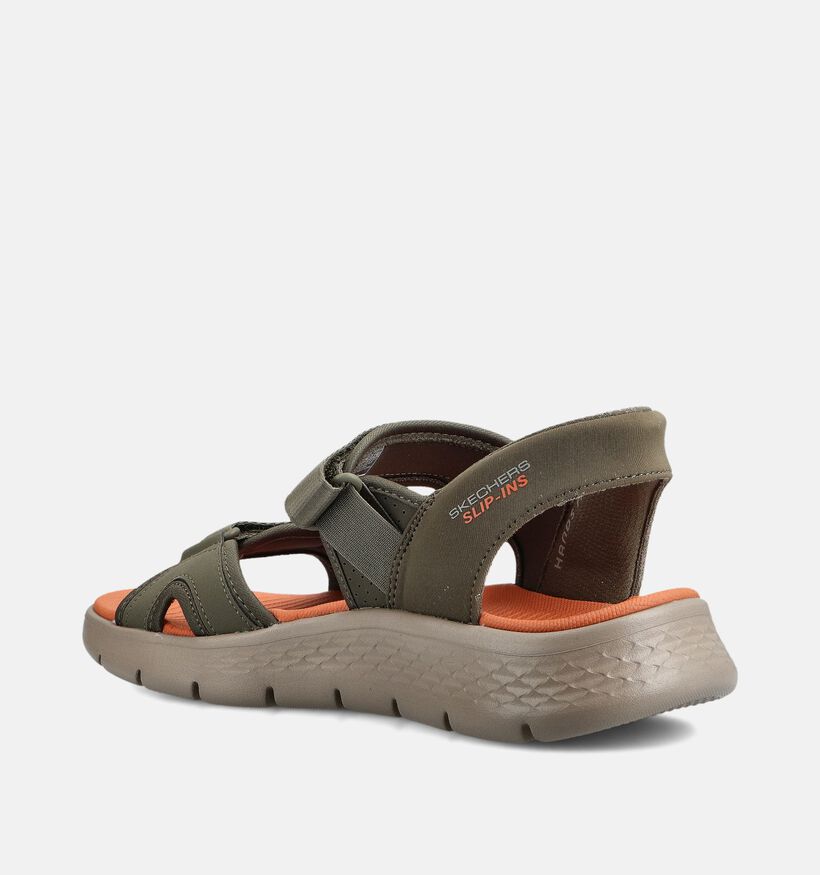 Skechers Go Walk Flex Easy Entry Sandales en Vert kaki pour hommes (371077)