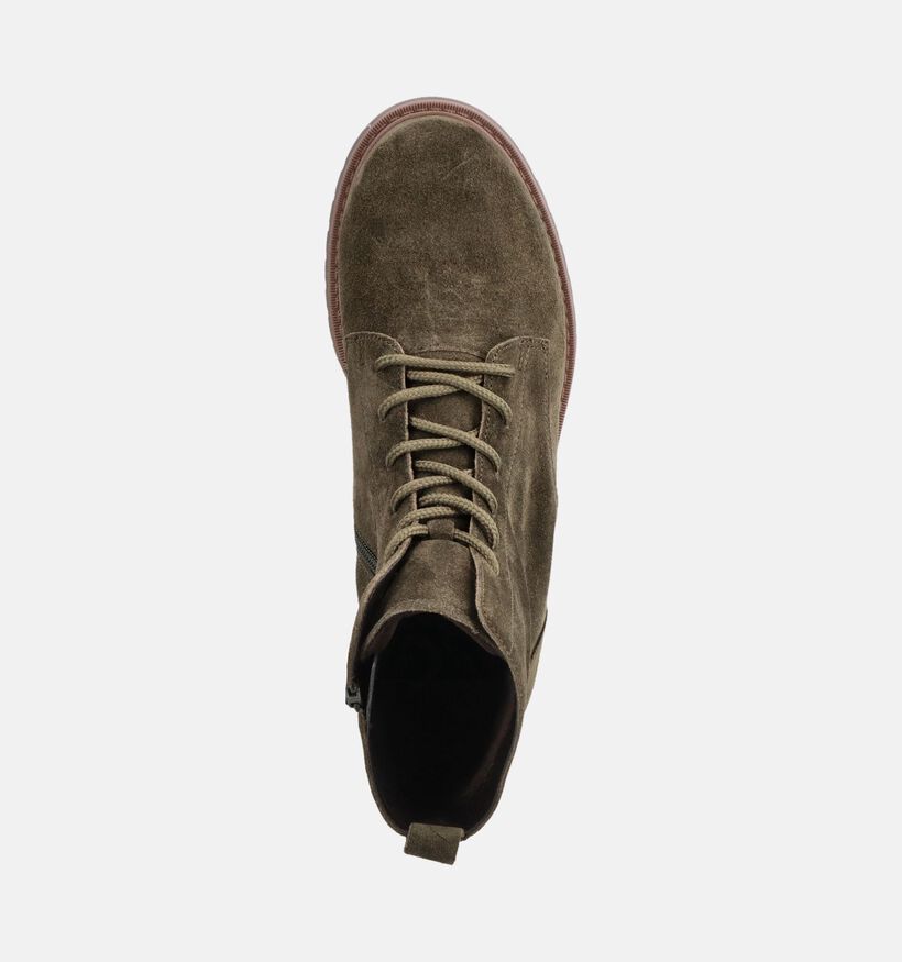 Gabor Comfort Kakigroene Boots met Veters en Rits voor dames (380069) - geschikt voor steunzolen