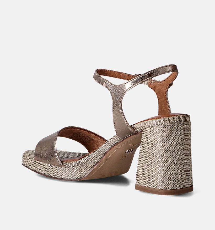 Tamaris Sandales avec talon carré en Bronze pour femmes (354388)