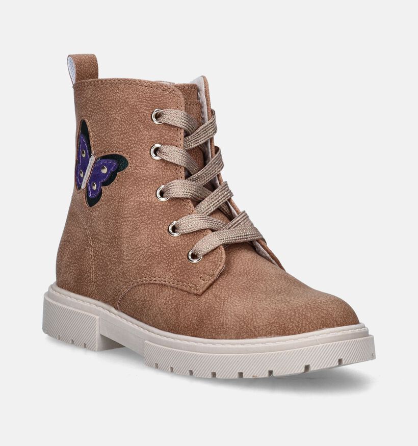 Milo & Mila Bottines robustes en Cognac pour filles (346930) - pour semelles orthopédiques