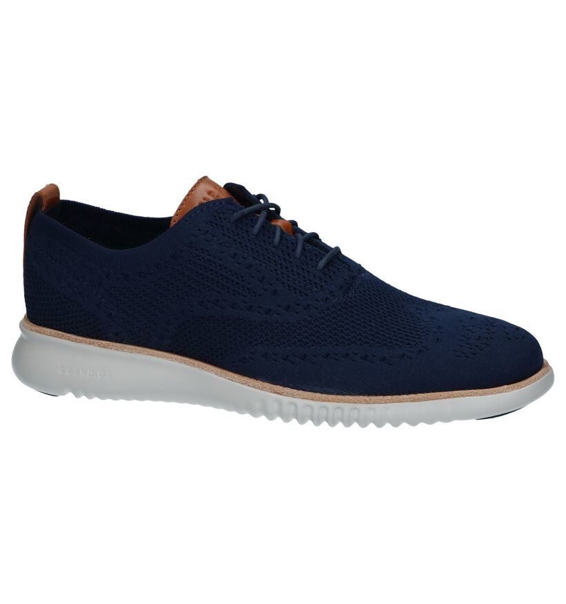 Donkerblauwe Casual Veterschoenen Cole Haan Zerogrand in stof (240727)