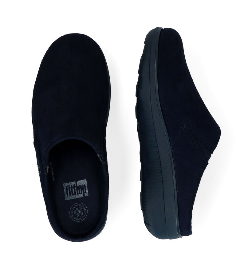 FitFlop Loaff Suede Clog Zwarte Pantoffels in daim (295130)