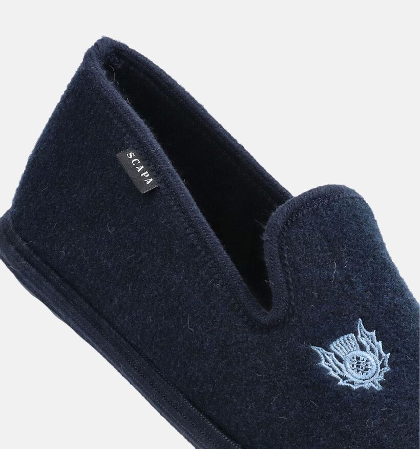 Scapa Pantoufles ferm&eacute;es en Bleu fonc&eacute; pour hommes (381020) - pour semelles orthop&eacute;diques