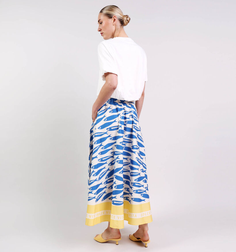 Vila Valencia Blauwe/Gele Lange Rok voor dames (375154)