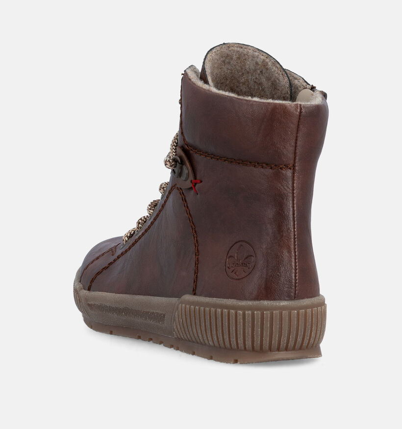 Rieker Antistress Bruine Hoge Schoenen met Veter en Rits voor dames (377925) - geschikt voor steunzolen