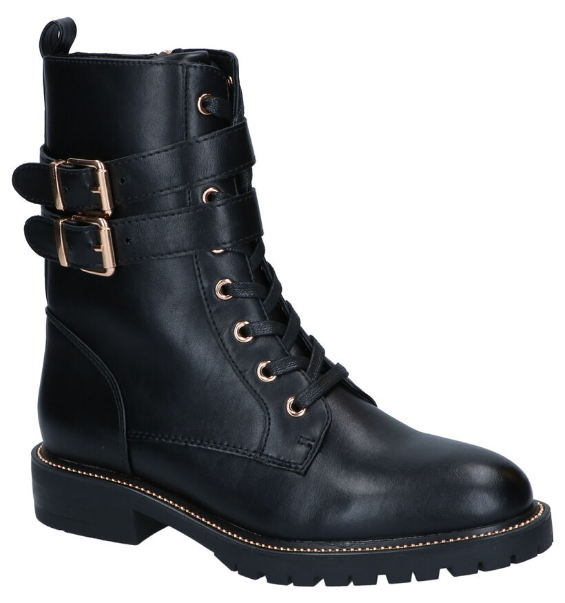 Poelman Boots à lacets en Noir en simili cuir (300336)