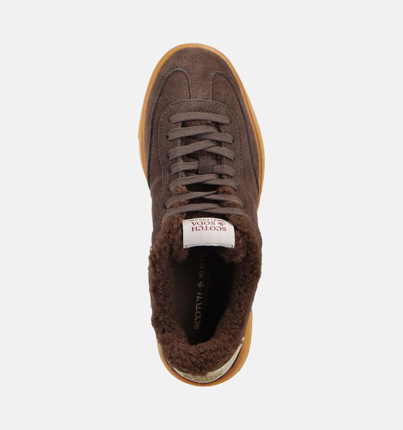 Scotch & Soda Nixie Donkerbruine Sneakers voor dames (362059) - geschikt voor steunzolen