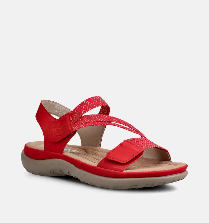 Rieker Sandales plates en Rouge pour femmes (370410)