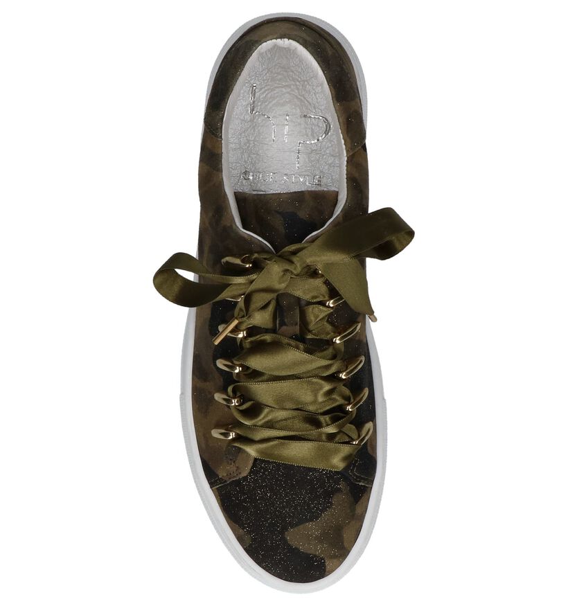 Kaki Hip Sneakers Camouflage in nubuck (221779)