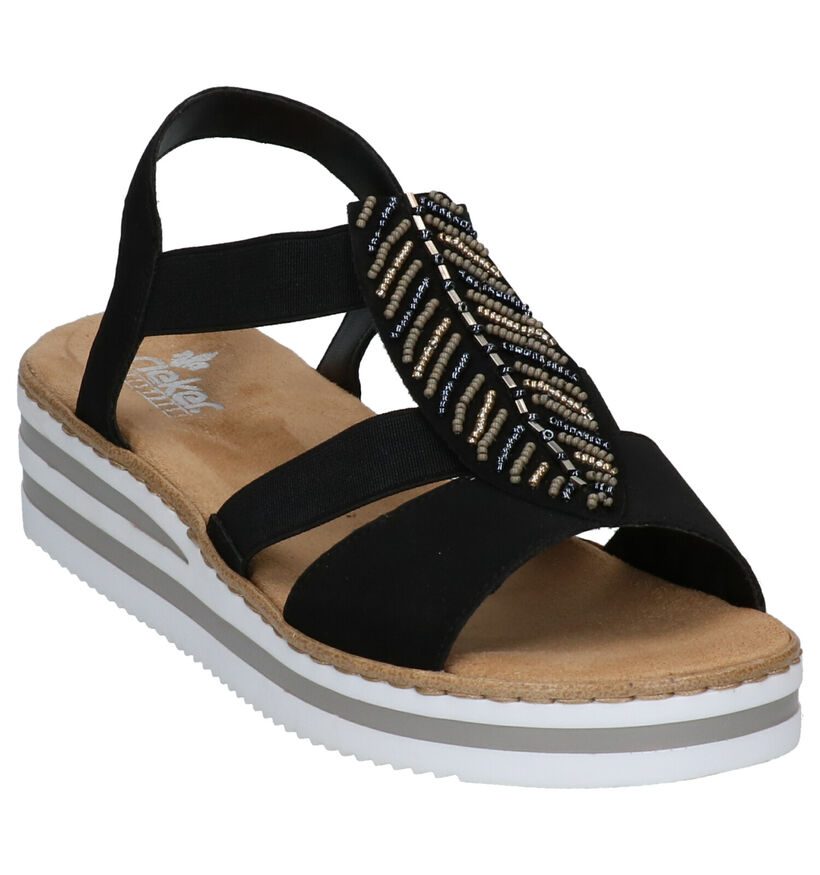 Rieker Zwarte Sandalen met Sleehak voor dames (323595)