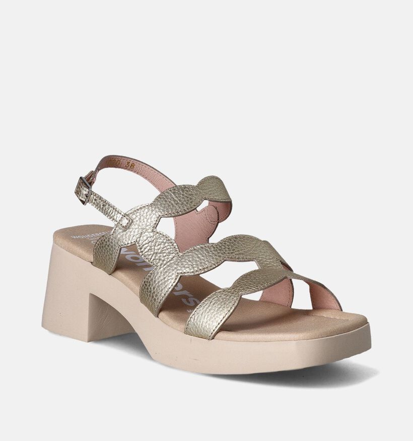 Wonders Gouden Sandalen met blokhak voor dames (357830)
