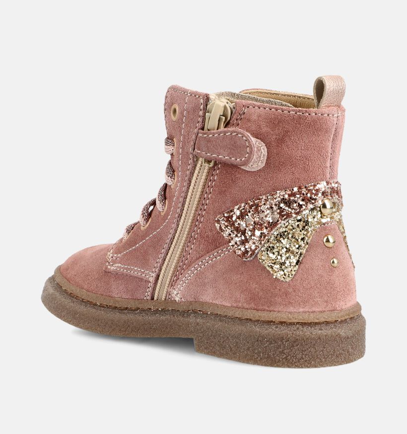 STONES and BONES Pixy Boots &agrave; lacets en Rose pour filles (381394) - pour semelles orthop&eacute;diques