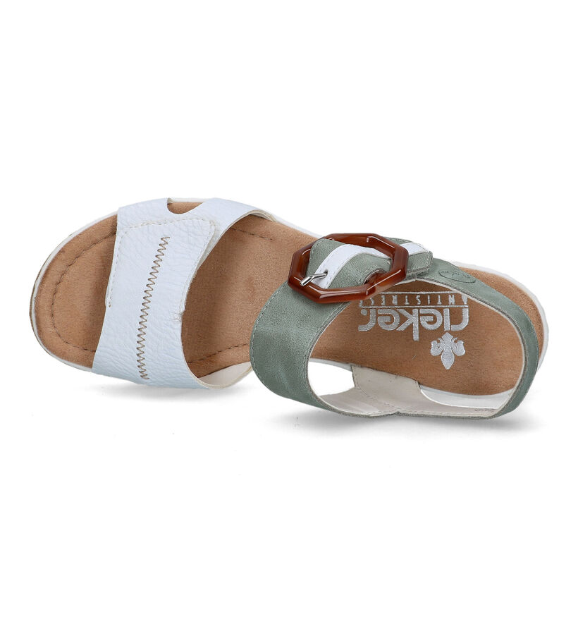 Rieker Sandales talon compensé en Blanc pour femmes (354959)