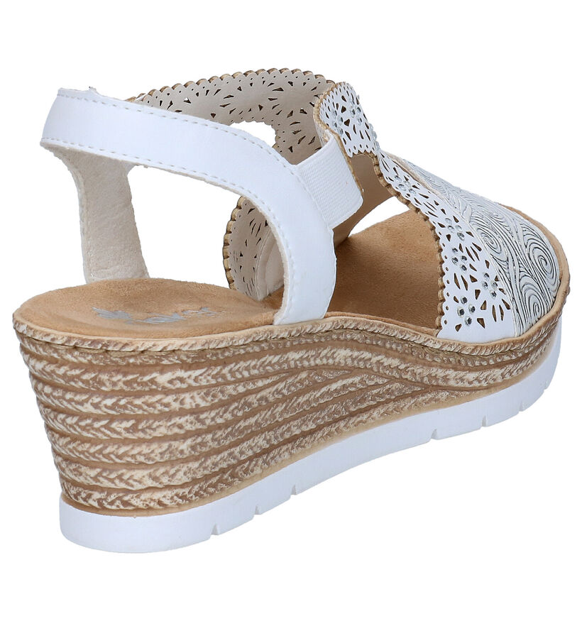 Rieker Witte Sandalen met sleehak voor dames (339118)