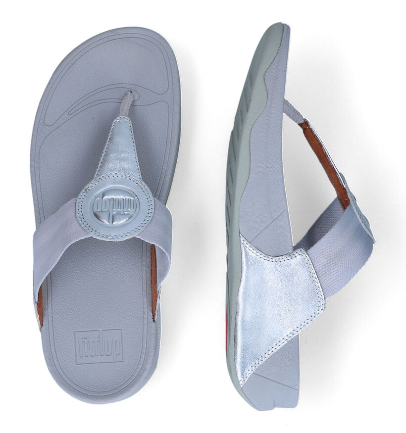 FitFlop Walkstar Wide Fit Webbing Gouden Teenslippers in leer (302648)