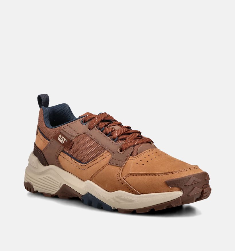 Caterpillar Grapple Leather Baskets basses en Cognac pour hommes (370027) - pour semelles orthop&eacute;diques