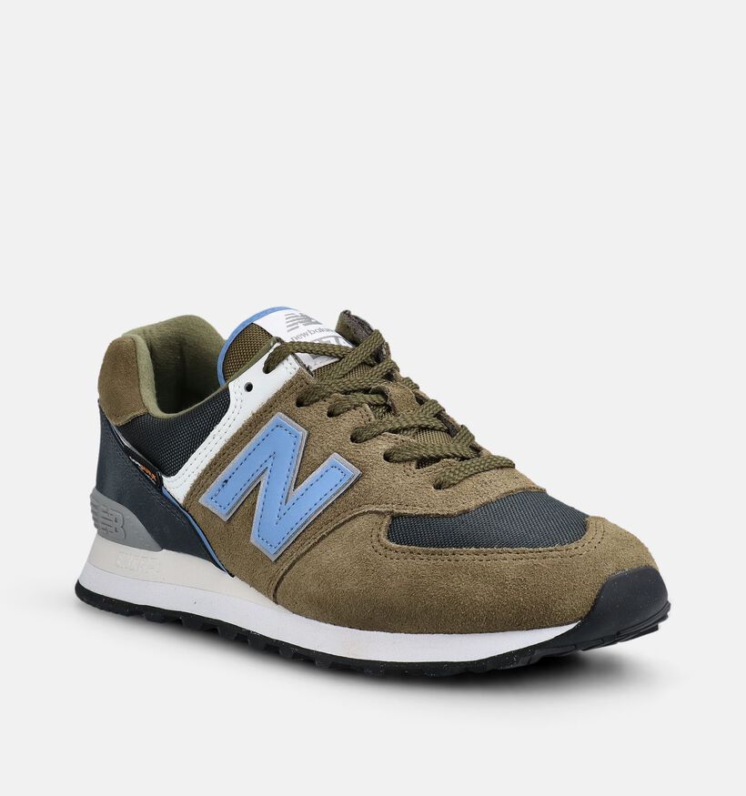 New Balance 574 Baskets en Vert pour hommes (366265) - pour semelles orthop&eacute;diques