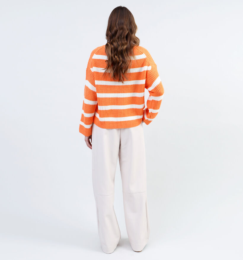 JDY Justy Pull rayé en Orange pour femmes (335419)