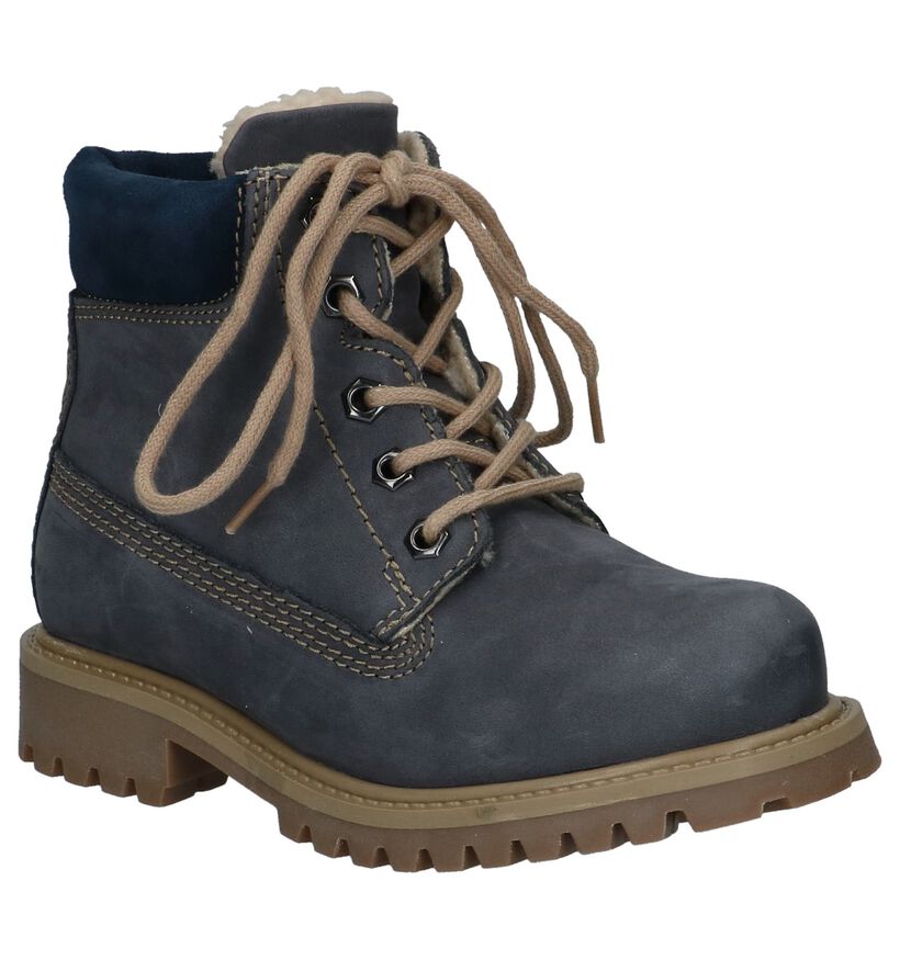 Dazzle Donkerblauwe Veterboots in nubuck (223856)