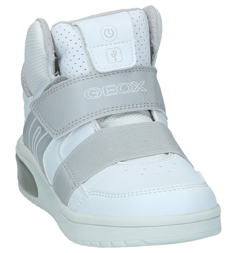 Geox Witte Hoge Sneakers met Lichtjes in stof (223185)