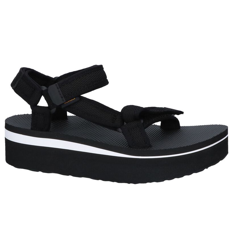 Zwarte Sandalen Teva Flatform in stof (242525)