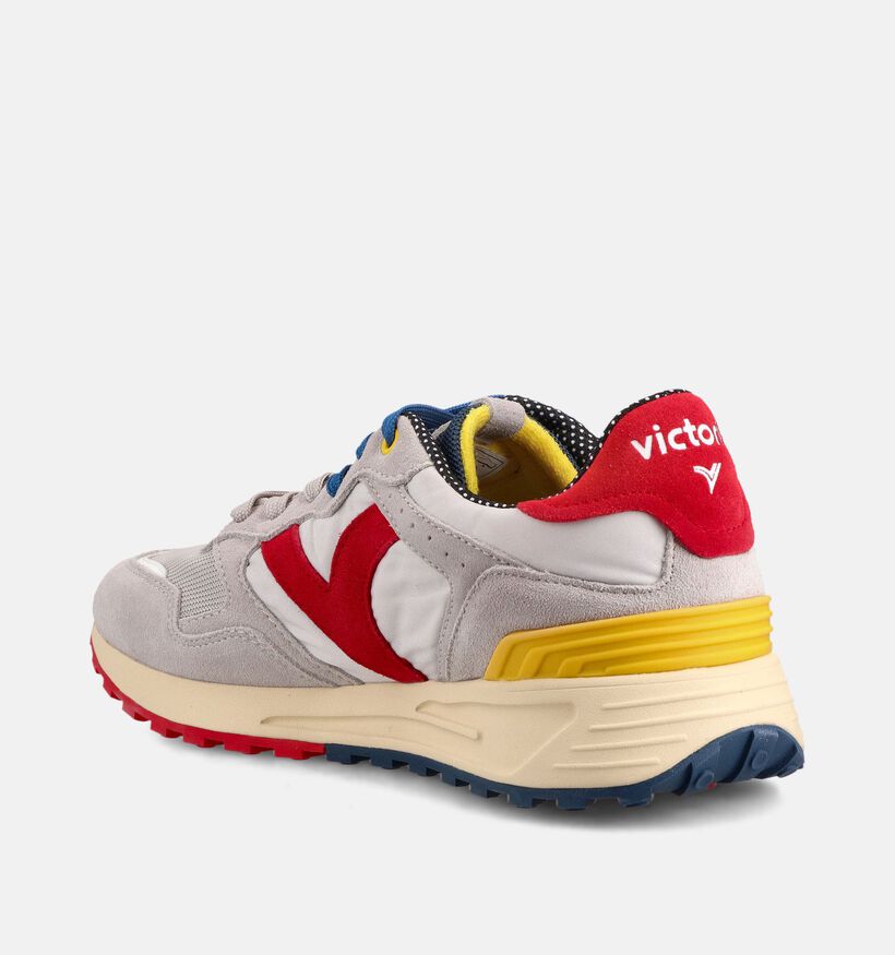 Victoria Grijze/Rode Veterschoenen voor heren (371886) - geschikt voor steunzolen