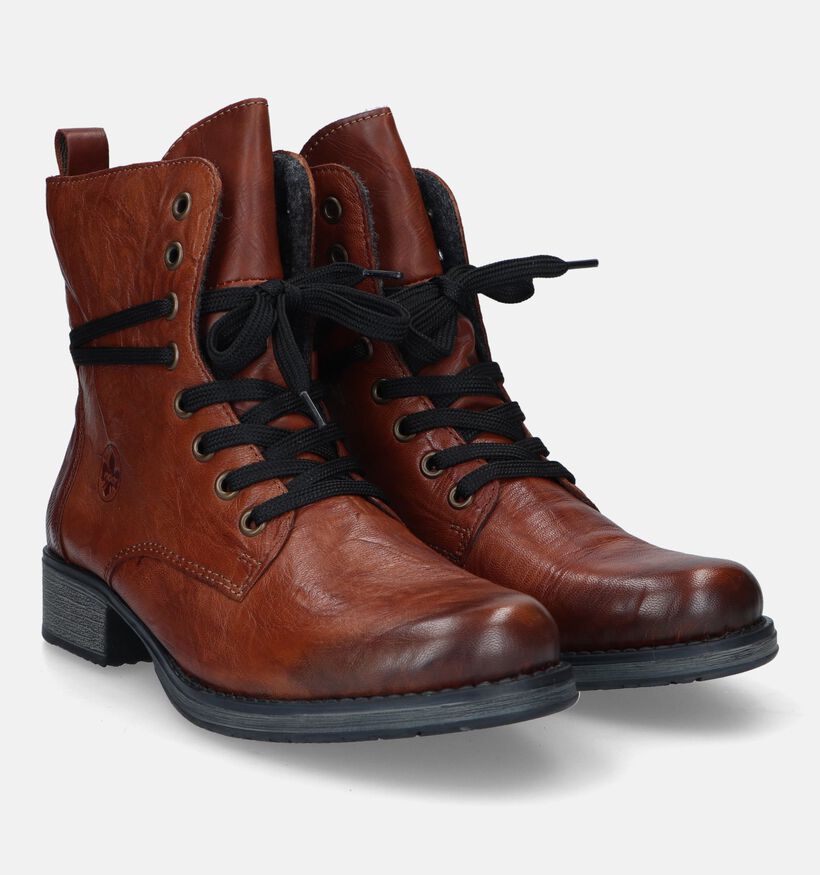 Rieker Cognac Bottines met veters voor dames (331614) - geschikt voor steunzolen