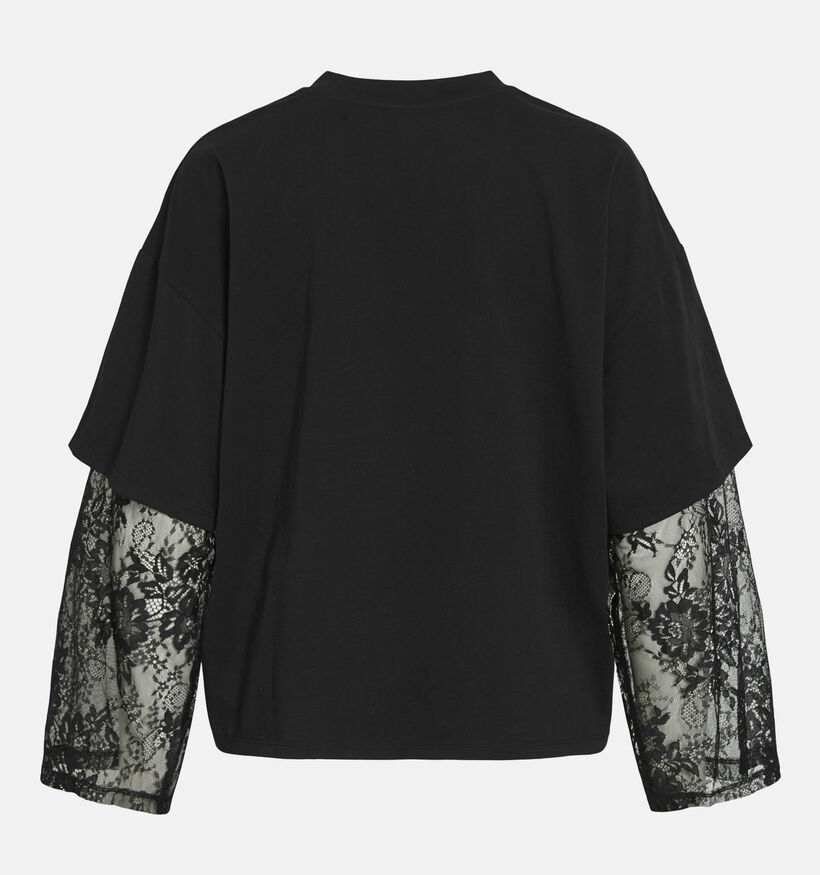 Vila Abia Lace Sleeve T-shirt en Noir pour femmes (369186)