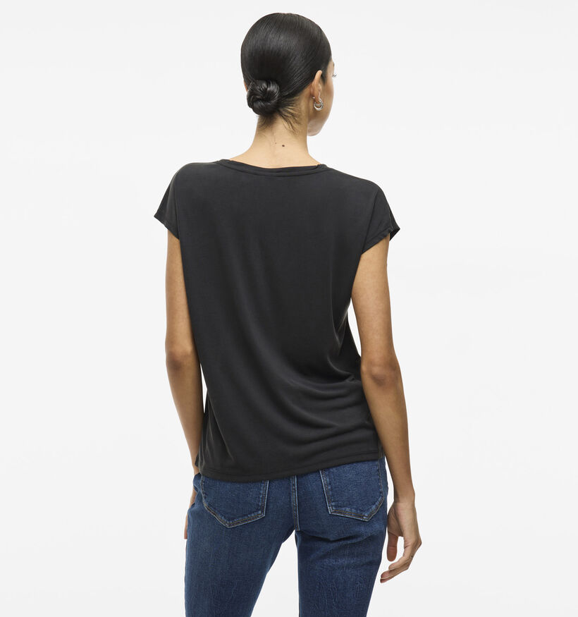 Vila Modala V-Neck T-shirt en Noir pour femmes (368093)