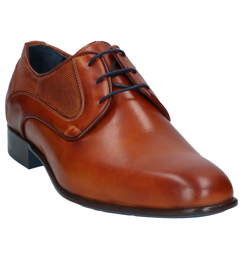 Cognac Geklede Veterschoenen Via Borgo in leer (250384)