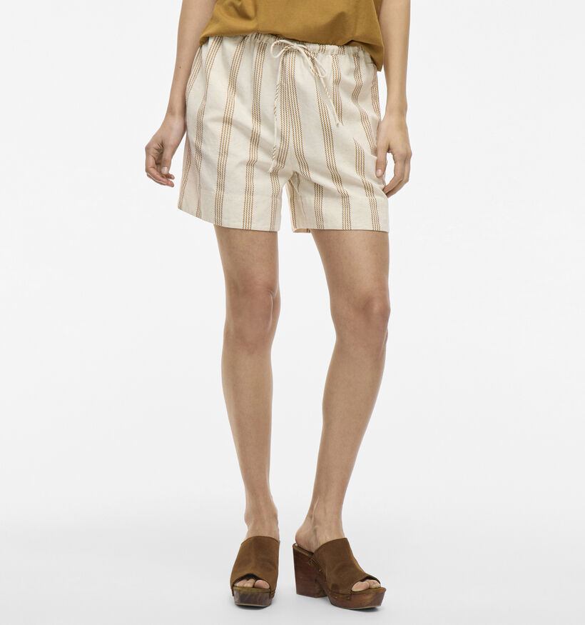 Vila Prisilla Short rayé en Beige pour femmes (353194)