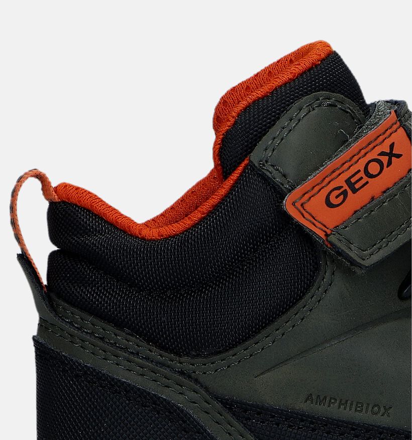 Geox Flexyper Baskets montantes en Vert Kaki pour garçons (330093) - pour semelles orthopédiques