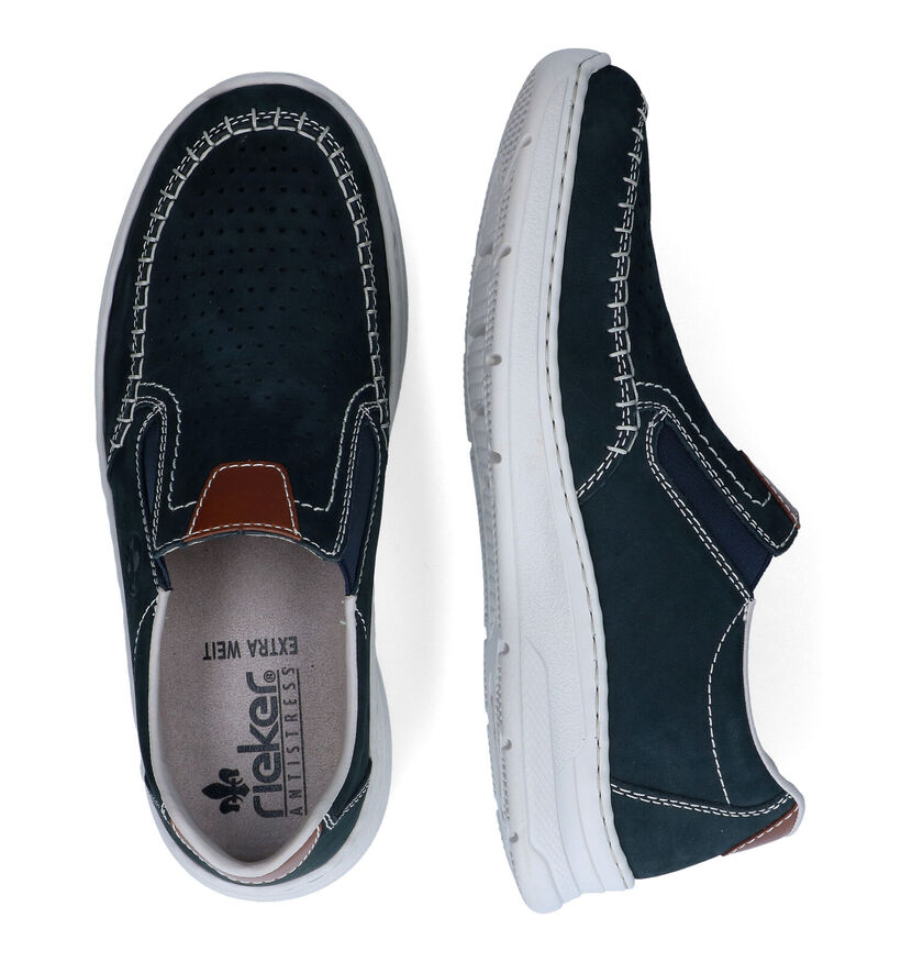 Rieker Blauwe Instappers in nubuck (308602)