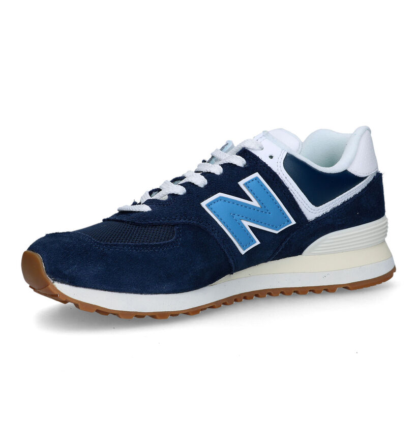 New Balance 574 Baskets en Blanc en daim (319188)