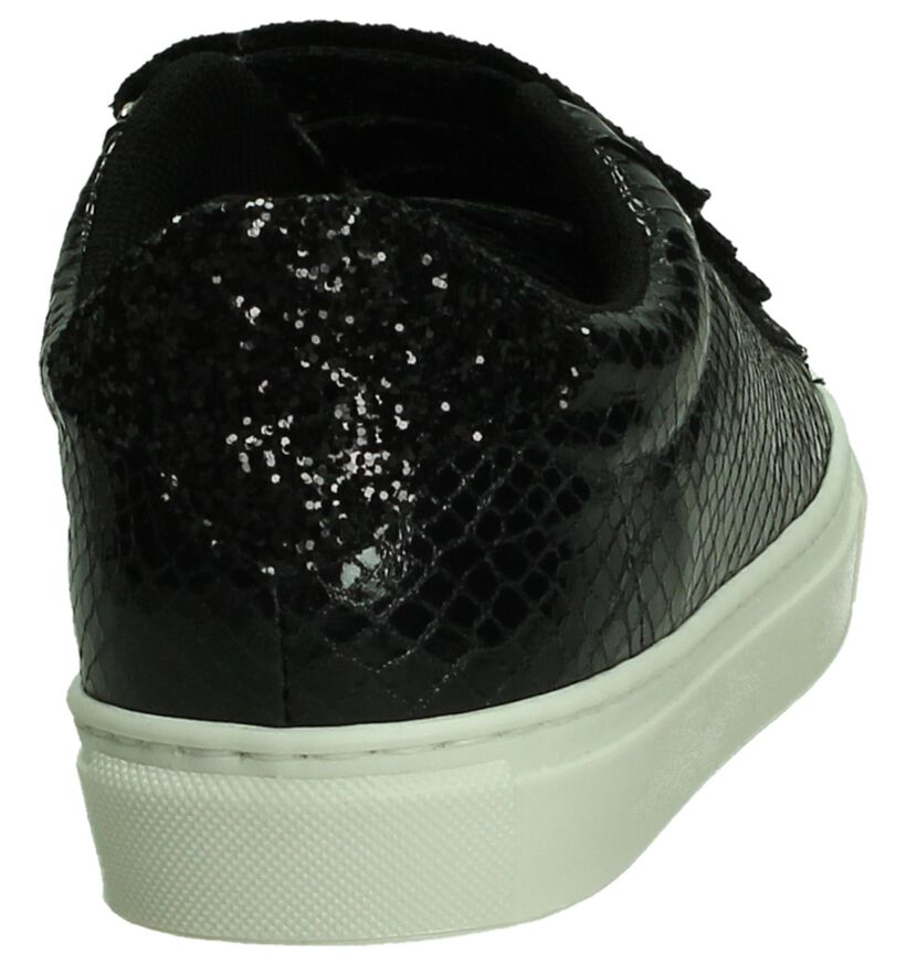 Zwarte Dazzle Sneakers met Slangenprint in lakleer (191702)
