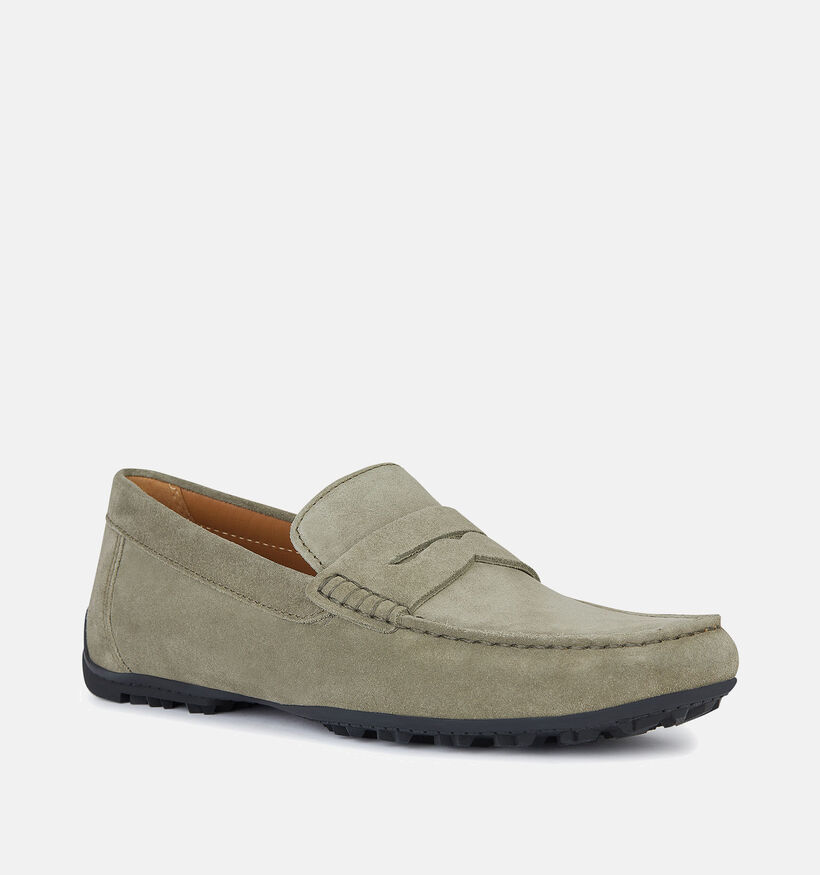 Geox Kosmopolis Grip Mocassins en Vert Khaki pour hommes (353832)