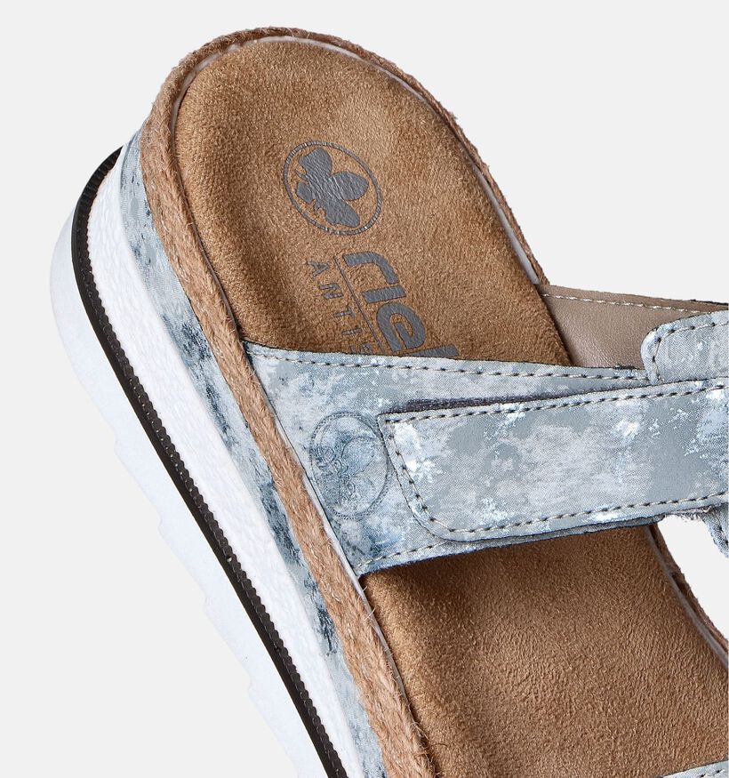 Rieker Blauwe Slippers met sleehak voor dames (354935)