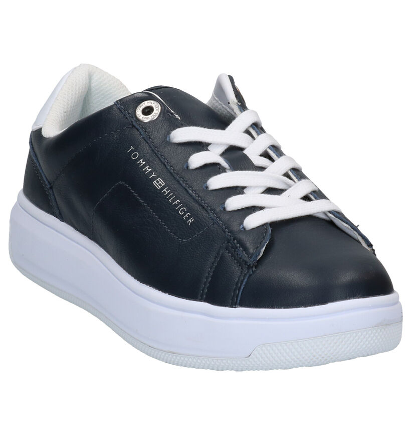 Tommy Hilfiger Leather Cupsole Chaussures à lacets en Bleu en cuir (276234)