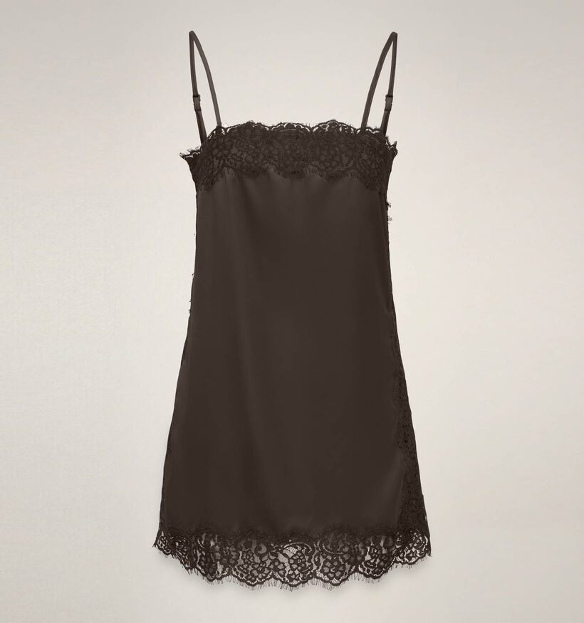 JDY Alana Lace Singlet D&eacute;bardeur en Marron Fonc&eacute; pour femmes (379380)