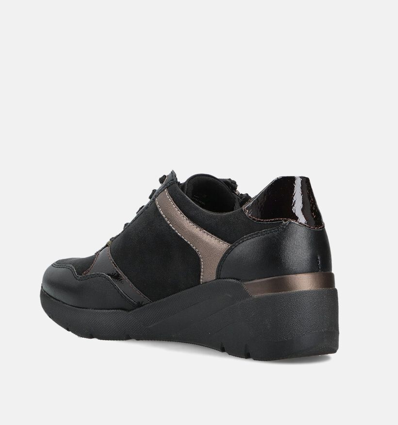 Jana Zwarte Sneakers met Veter en Rits voor dames (360423) - geschikt voor steunzolen