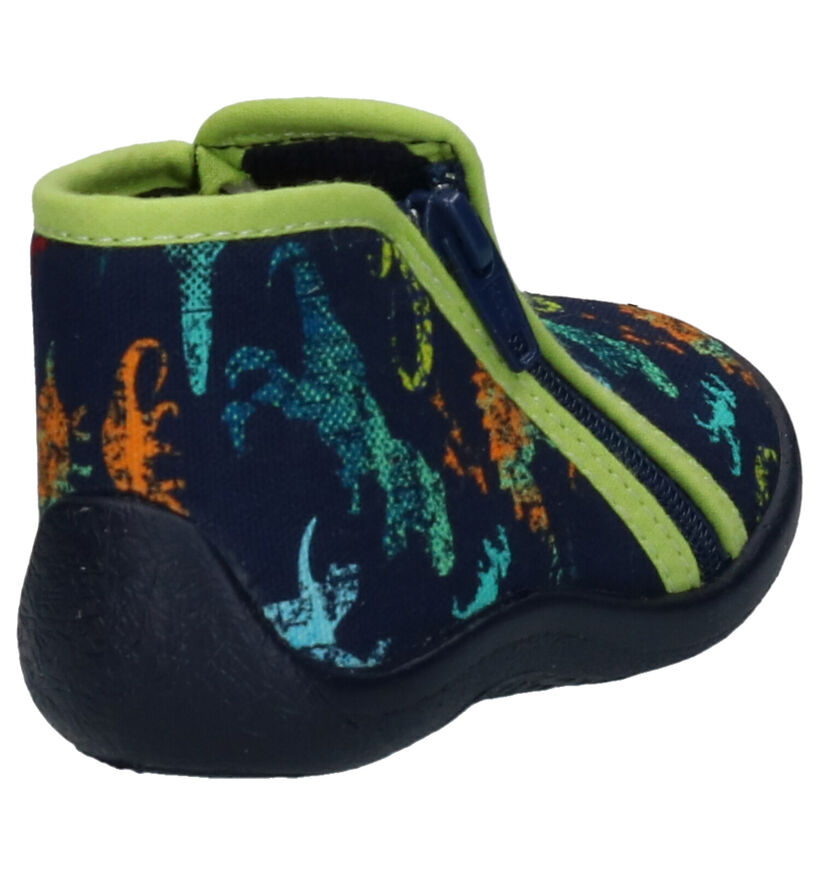 Milo & Mila Blauwe Pantoffels in stof (261149)