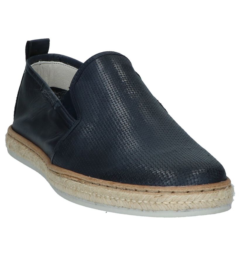 Borgo Sport Chaussures slip-on en Bleu foncé en cuir (209766)