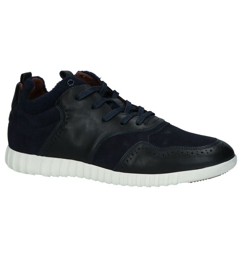 Donkerblauwe Veterschoenen Borgo Sport Porrilla in leer (223695)