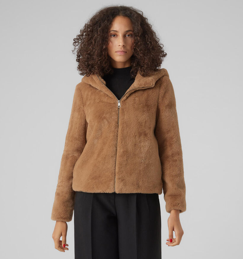 Vero Moda Sonjahoodie Rode Faux fur jas voor dames (329014)