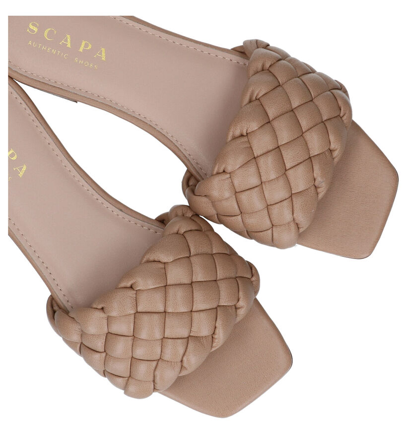 Scapa Nu-pieds plates en Beige foncé en simili cuir (291354)