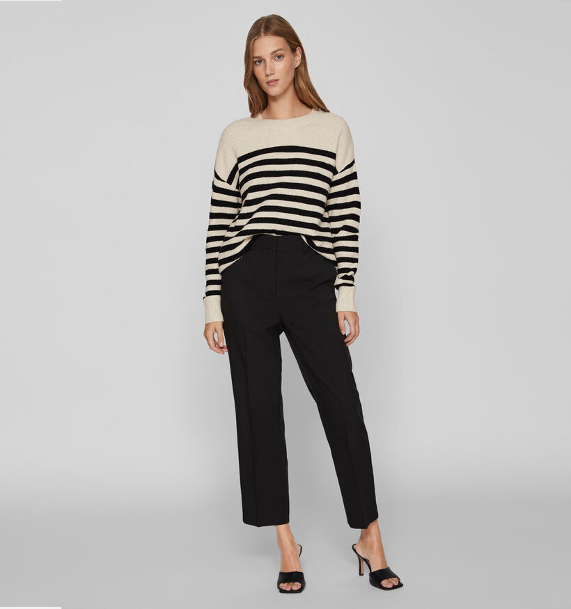 Vila Ril Rib Stripe Pull en Écru pour femmes (335470)